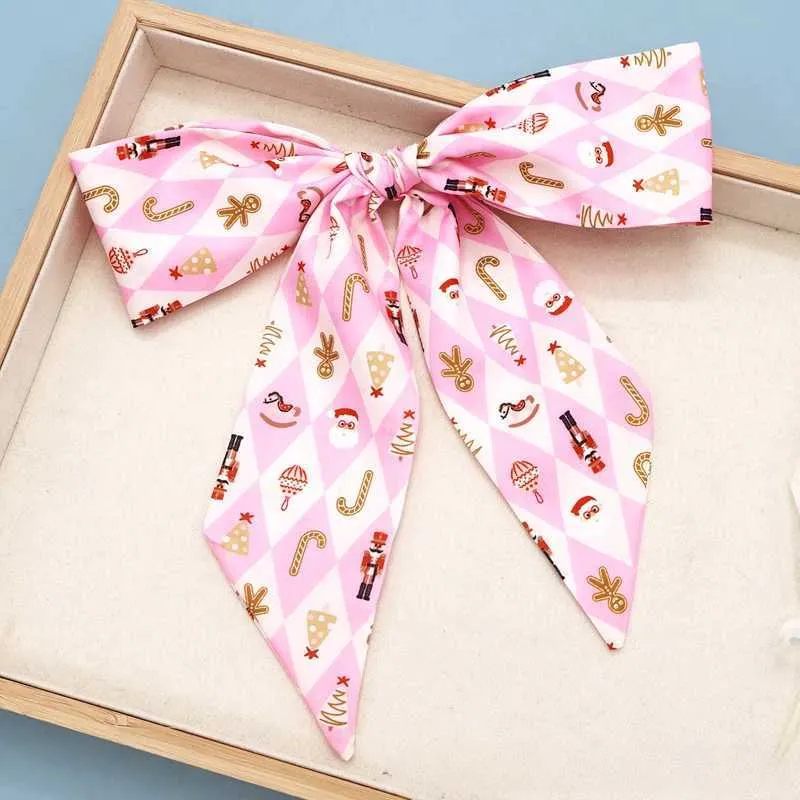 Coffret cadeau avec ruban et nœud pour foulard en soie de la série Noël Y241121_voghion.com