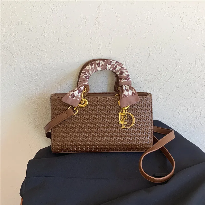 Elegant Silk Braided Lady With Chain Strap - Versatile 2025 Designer Tote Crossbody Bag For Women_voghion.com