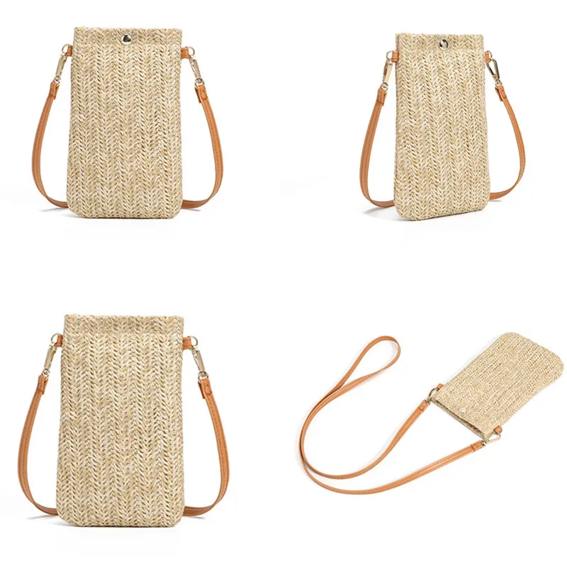 Brieftasche Frauen Diagonal Stroh Woven Handy Clutch Tasche Damen Sommer Strand Reise Weibliche Mini Geldbörse Karte Halter_voghion.com