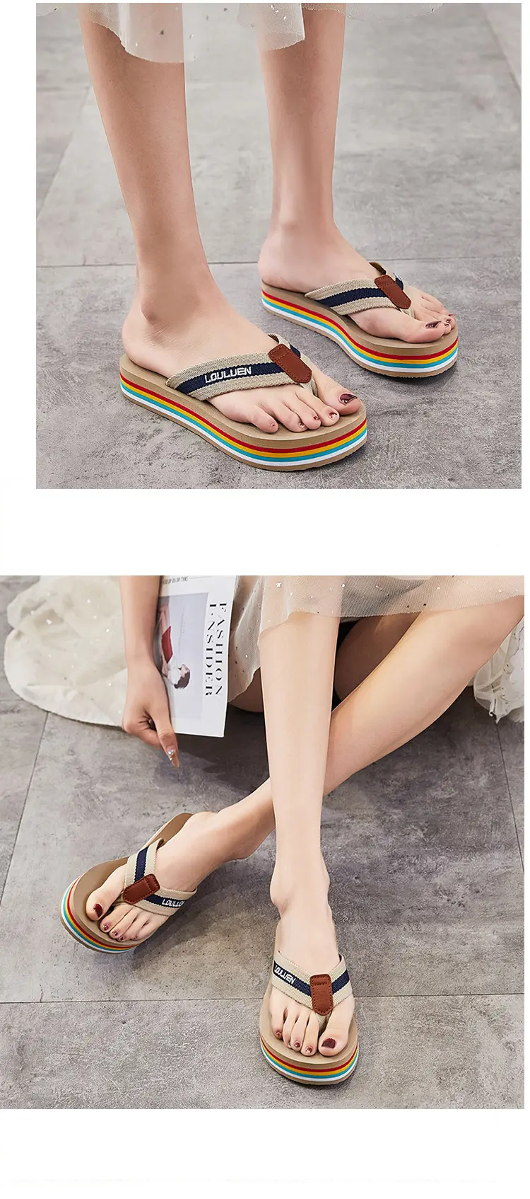 Infradito donna con plateau comode per la spiaggia e la casa_voghion.com