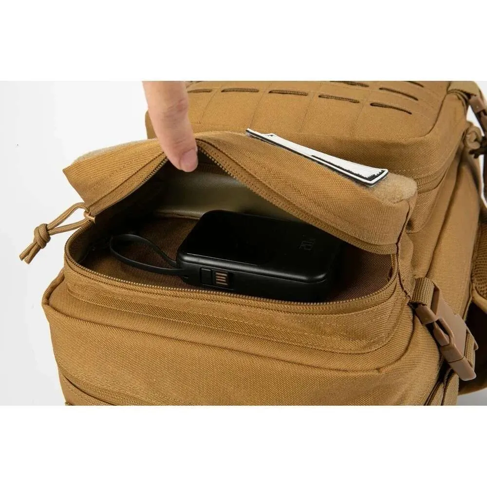Zaino tattico da 25L/45L per donna/uomo, per sopravvivenza all'aperto, con taglio laser, Molle, per escursionismo, scuola, palestra, zaino con doppia tazza_voghion.com