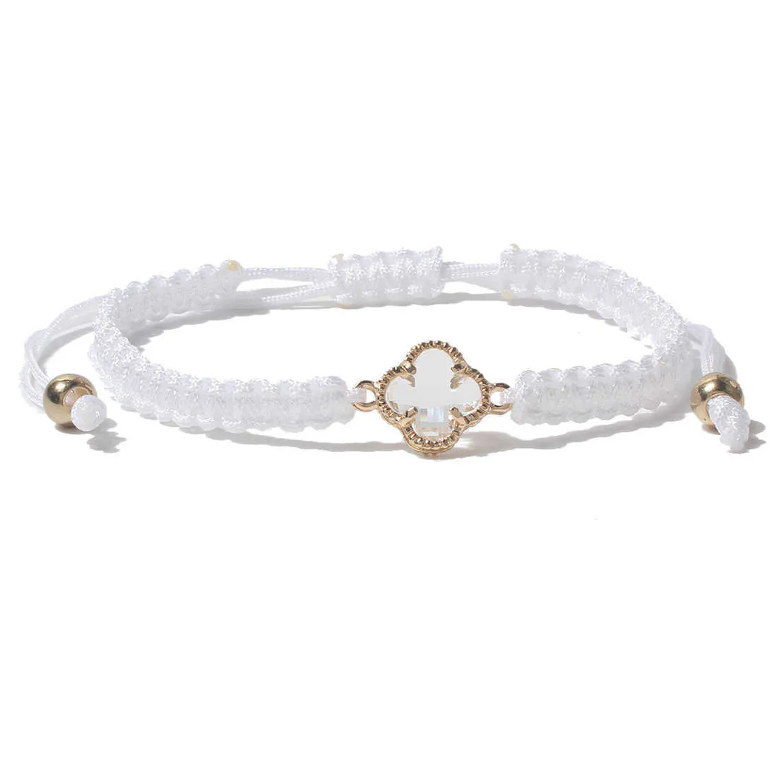 KDC869 großhandel mode handgemachte glück Vierblättriges Kleeblatt Blume charme armband rame seil schmuck frauen string mädchen_voghion.com