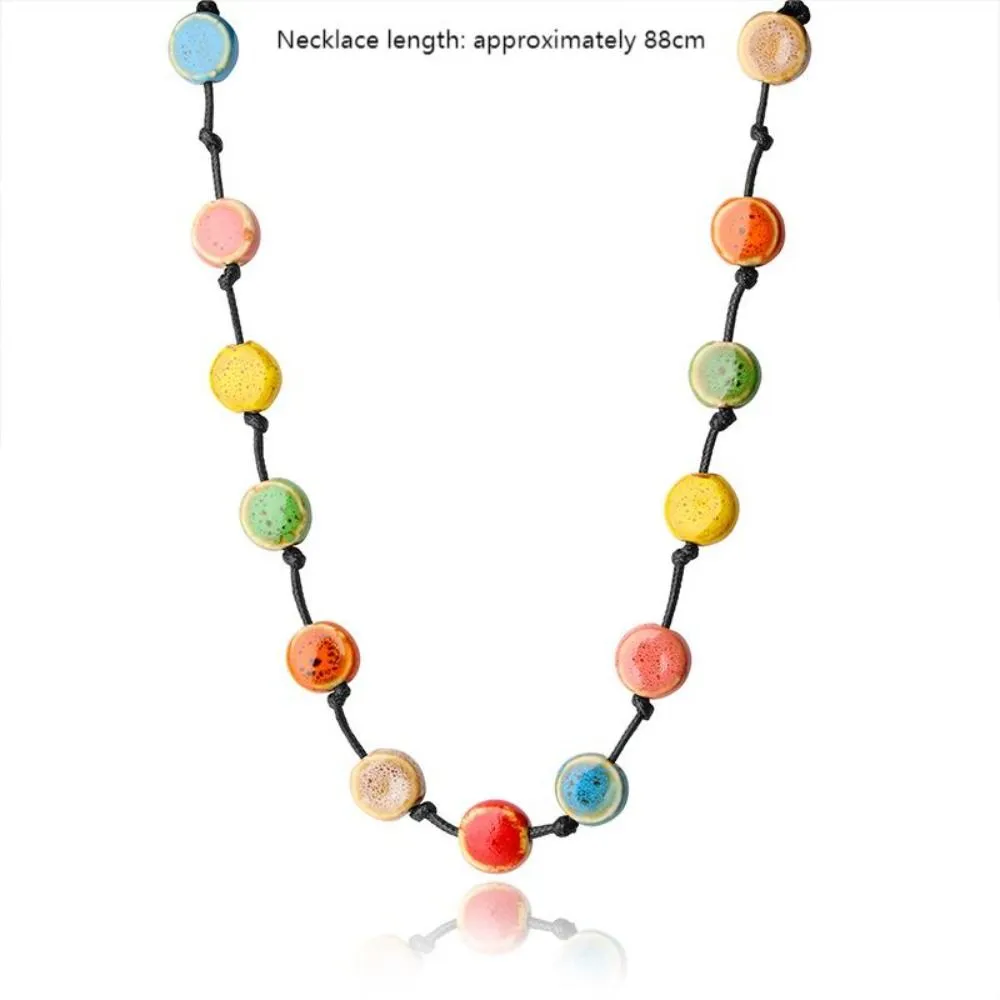 Ketten Vintage Einfach Flaach Perl Faarweg Keramik Perséinlechkeetsschmuck Laang Halskette Charm Ketten_voghion.com