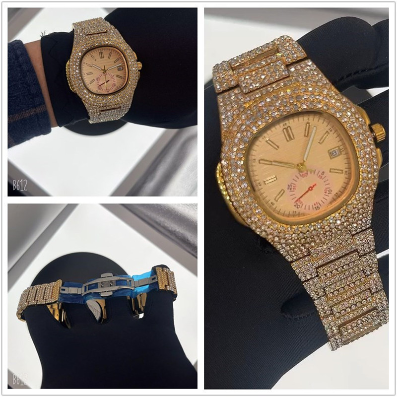 Hip Hop Set Huaqiangbei Brand Diamond Personalized Water Ghost Full Sky Star Calendar Quartz Watch Men's Edition_voghion.com