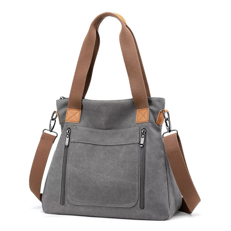 Borsa tote coreana casual in tela di grande capacità, semplice, nuova, da donna, per documenti._voghion.com