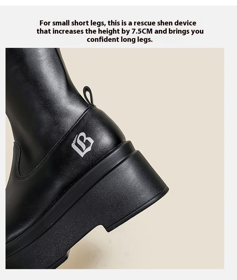 Dikke mm lang voor dames, elastische smalle grote taille hoge buis ridderlaarzen, dikke been oversized dameslaarzen_voghion.com