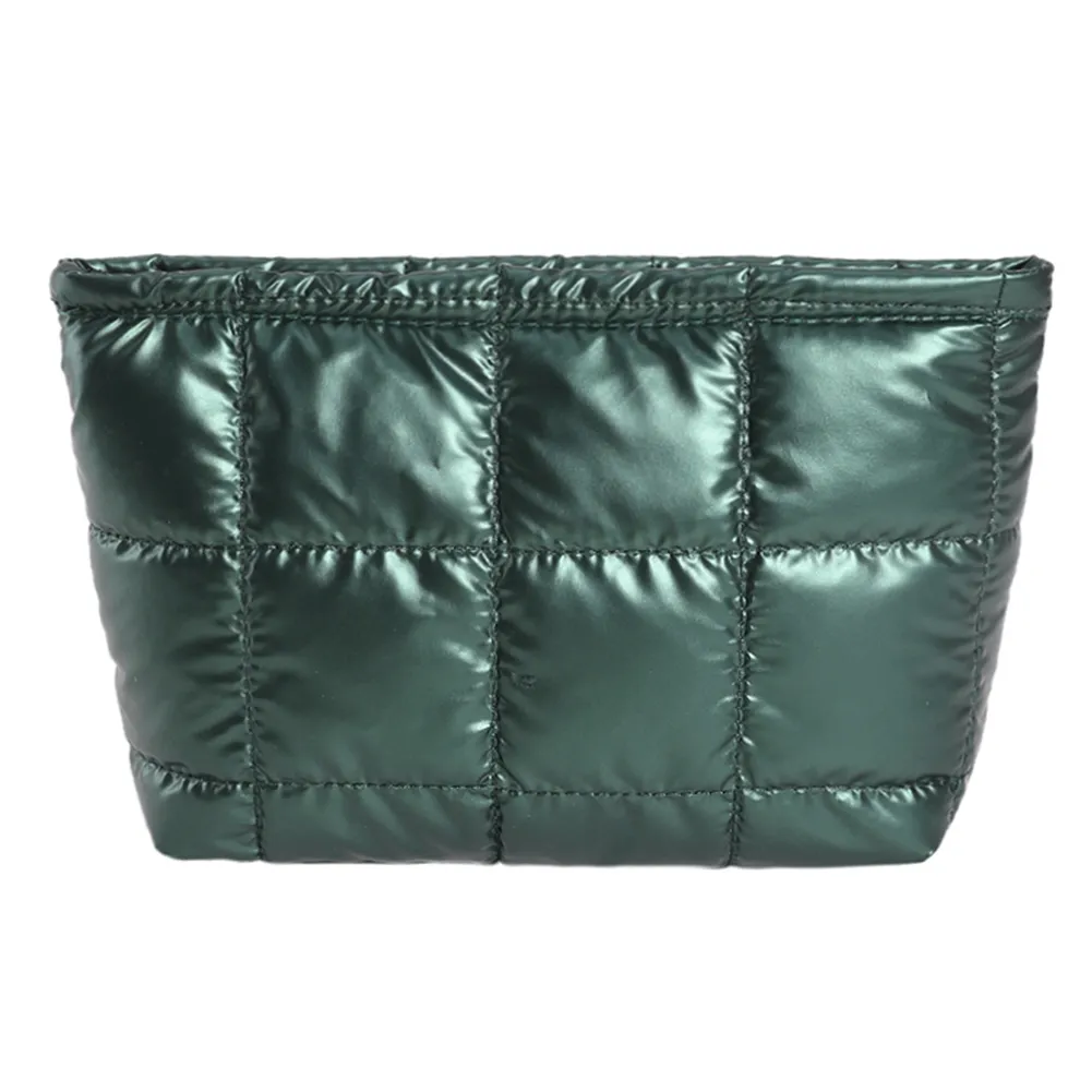 Sac fourre-tout matelassé en coton pour femme, grande capacité, organisateur de maquillage, couleur unie, sacs à main cosmétiques_voghion.com