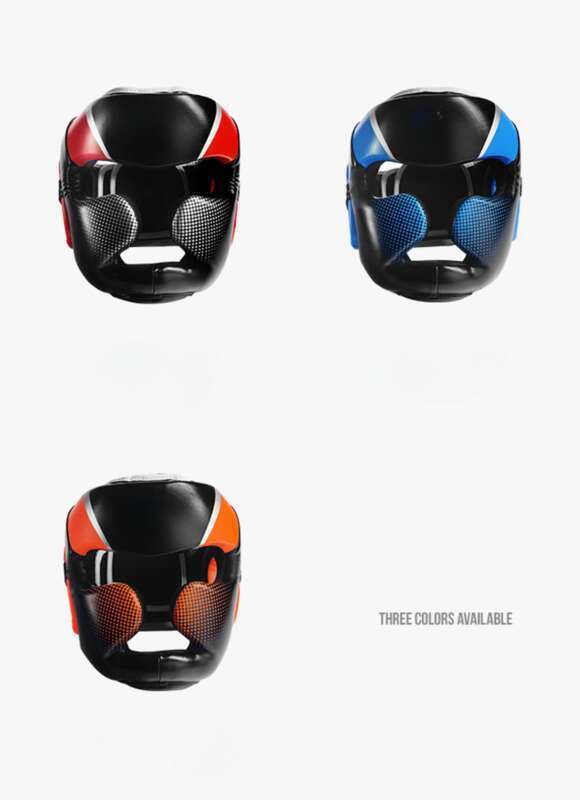 Casque de boxe en BN épais, offrant une protection complète pour le combat Sanda sans angle mort._voghion.com