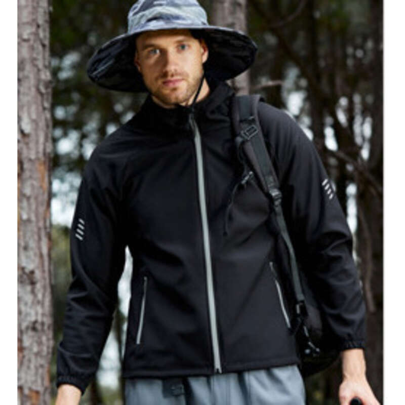 Plyschig casual sportlöpnings- och vandringsträningsdräkt, herrjacka med huva och dragkedja, plusstorlek_voghion.com