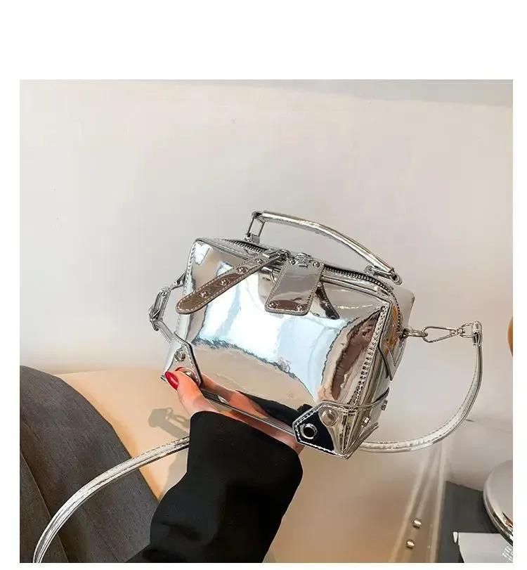 Borsa a tracolla da donna elegante borsa a spalla quadrata oro_voghion.com