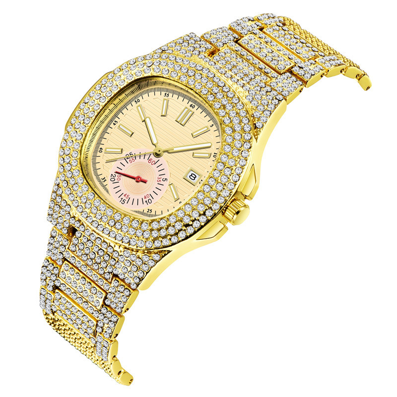 Huaqiangbei Hip Hop Guldkalender Quartz Ny Diamantset Herrklocka Generation_voghion.com