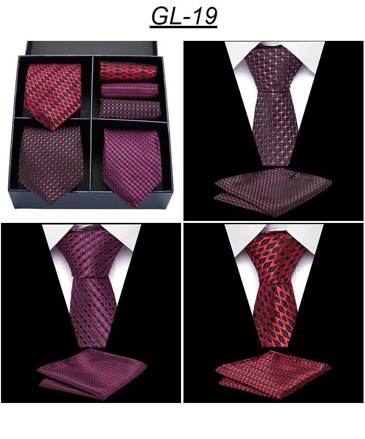 Rusetit Miesten Solmiosarja Klassinen 7,5 cm Solmio ja Keltainen Vihreä Musta Paisley Pocket Square Miehille Häät_voghion.com