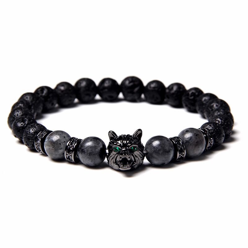 Natural Tiger Eye Stone Bracelet Micro Inlaid With Zircon Wolf Head Beads Men's Jewelry_voghion.com