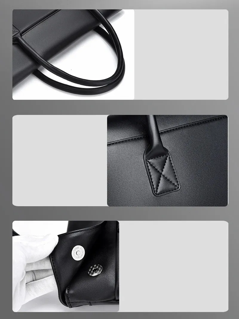 Cartella da donna Borsa esecutiva in pelle PU Borsa da ufficio Lavoro d'affari Pendolarismo Riunione Borsa semplice e resistente per uomo 14 pollici_voghion.com
