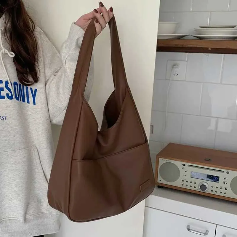 Nuova borsa a tracolla vintage Hobo Trendy da donna in PU, grande capacità, retrò, tote, morbida, da usare sotto le ascelle, per appuntamenti quotidiani_voghion.com