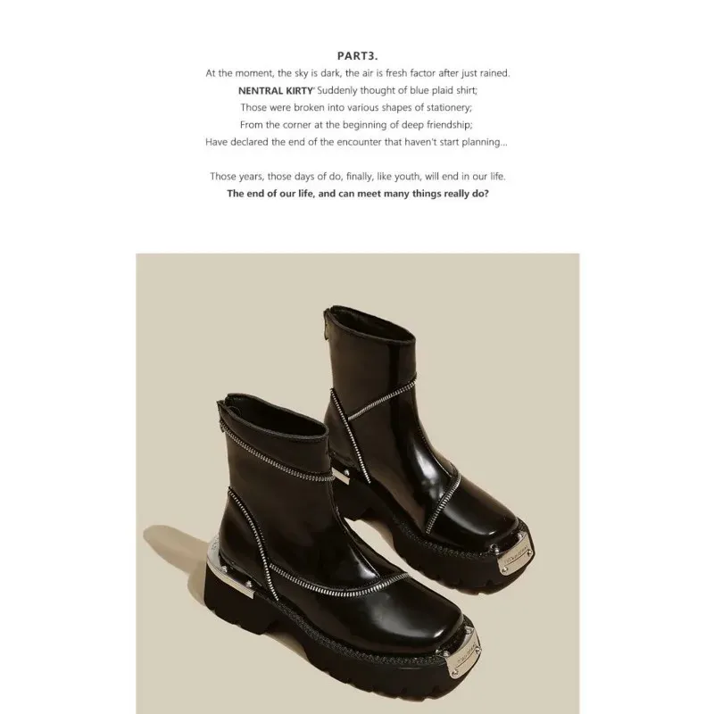 Boots bottines à plateforme style britannique et métal rétro_voghion.com