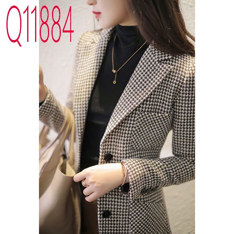 Veste patchwork pied-de-poule pour femme, vêtement pour femme, nouvelle coupe slim, petit costume à la mode, printemps 2023_voghion.com