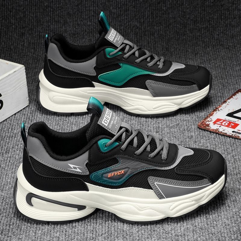 Jesienne nowe oddychające buty sportowe z siateczki, męskie modne i uniwersalne, gruba podeszwa, antypoślizgowe, codzienne buty dla taty_voghion.com