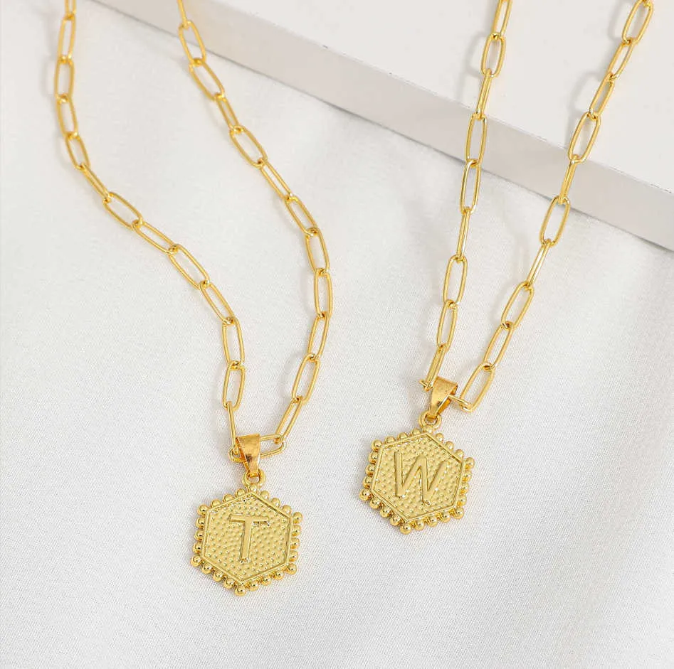 Collane girocollo a strati color oro vintage per semplice collana con ciondolo a 26 lettere regolabile iniziale gioielli da donna_voghion.com