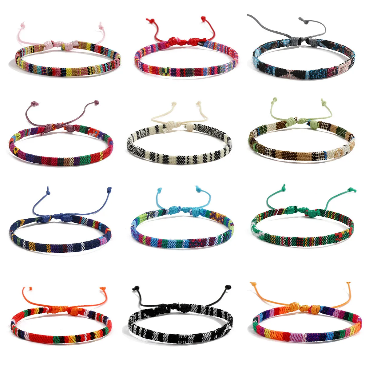 Gewebtes Stoffarmband Ethno Stil Vintage Boho Nepal Armschmuck_voghion.com
