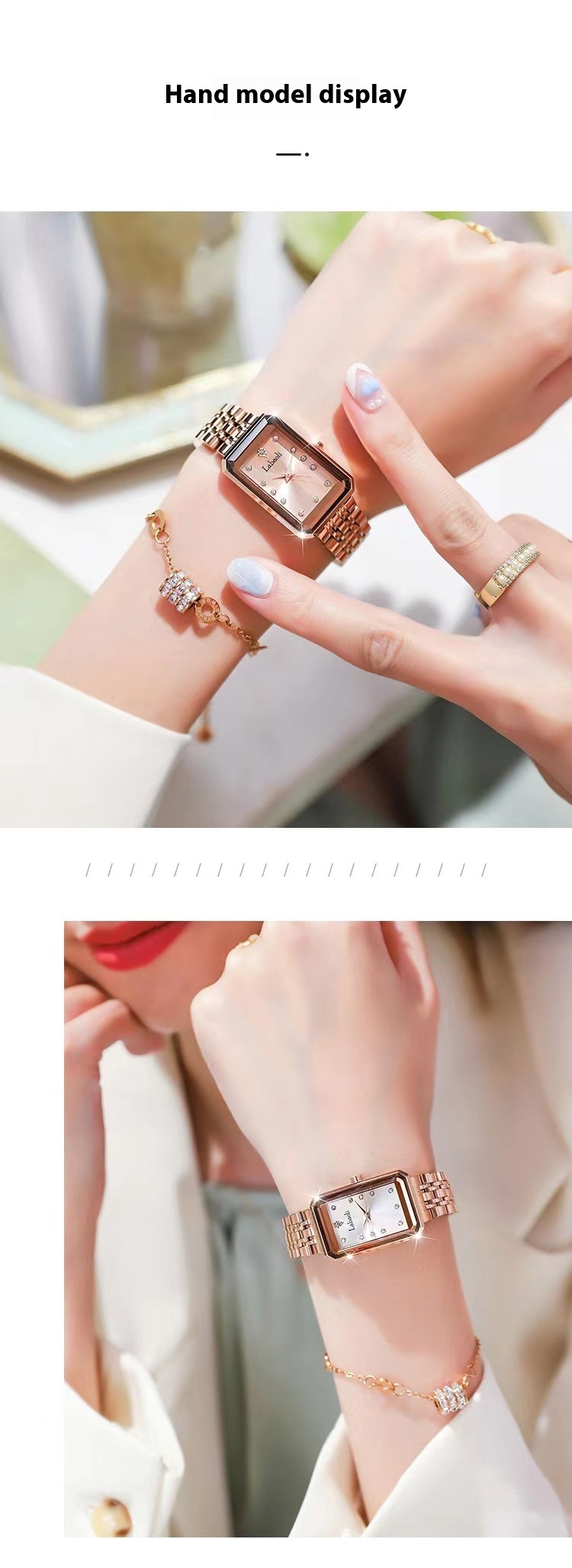 Il nuovo orologio estivo da donna con cinturino in acciaio versatile quadrato piccolo stile Instagram di Labaoli_voghion.com