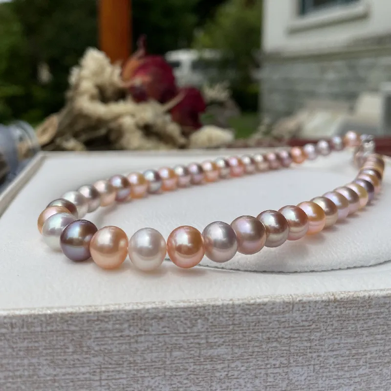 Chaînes Charmant 18"8-9mm Naturel Mer Véritable Violet Doré Blanc Rose Multicolore Collier Femmes Bijoux_voghion.com