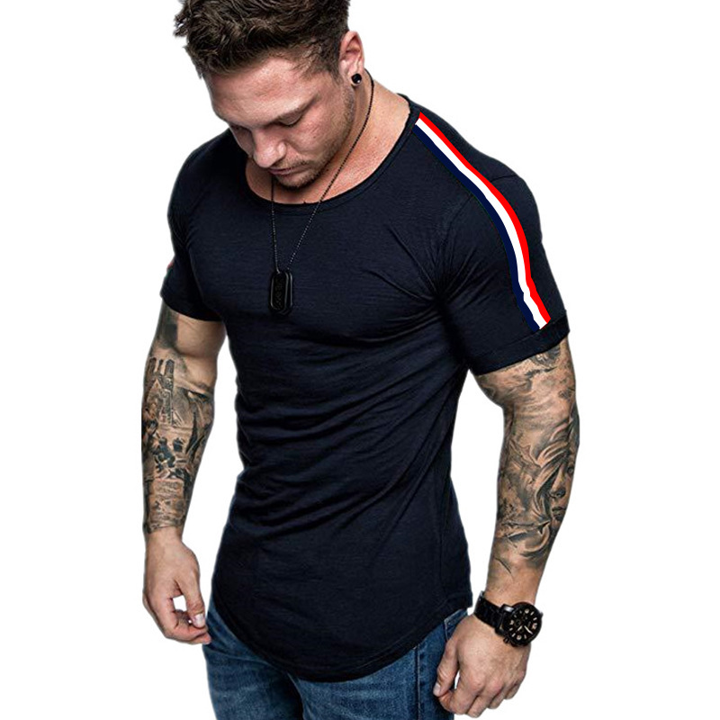 2020 Sommer Neue Mode Große Herren Kurzarm Schulter Panel Design T-shirt Für Männer_voghion.com