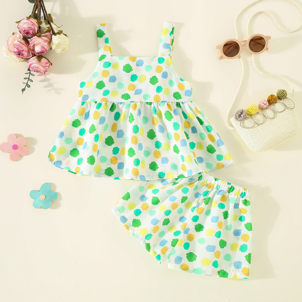 Baby Mädchen Sommer Kleidung Set Koreanischen Stil Hosenträger Top Mit Schleife + Shorts Trendy Kinder Kleidung_voghion.com
