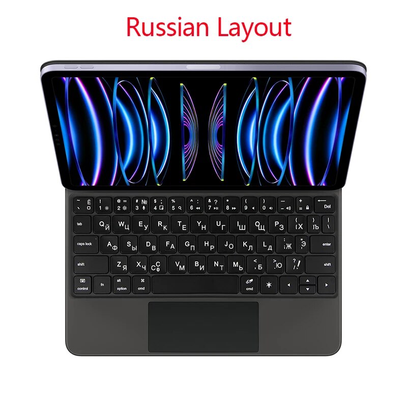 TrackPad Magic Keyboard For iPad Pro 11 2022-2018 Air 5 4 10.9 Air4 Air5 Tablet Case Arabic Hebrew French German Portuguese_voghion.com