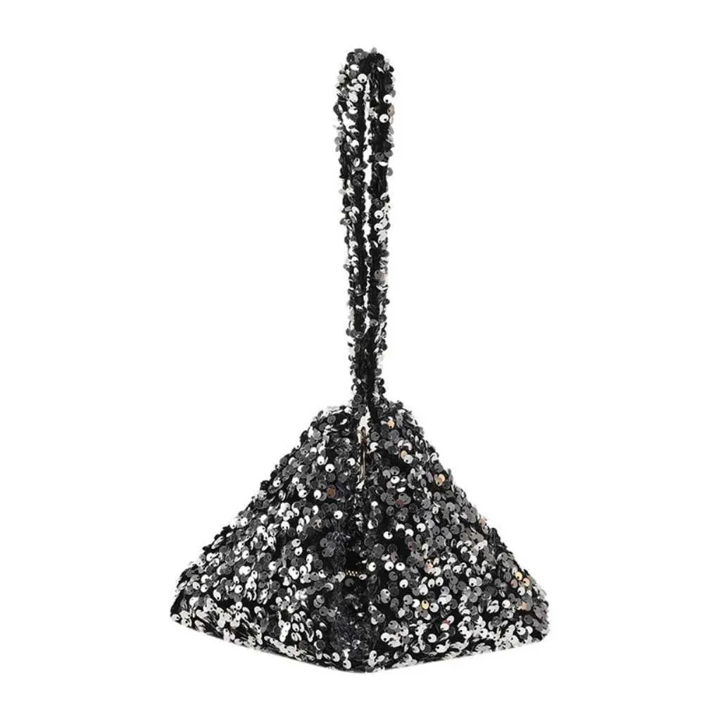 Borsa a tracolla tinta unita alla moda in stile coreano INS da sera, pochette sottobraccio, paillettes, borsa a tracolla da donna C241218_voghion.com