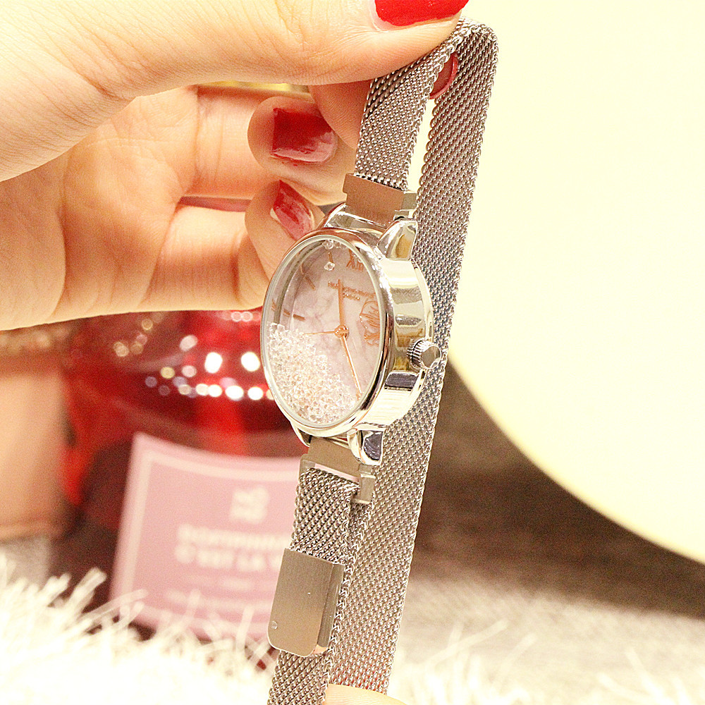 Orologio al quarzo da studente con cintura magnetica in rete da donna di tendenza moda 2024_voghion.com