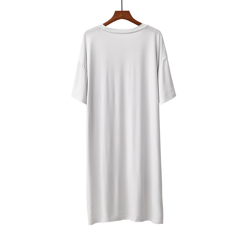 Pigiami da notte da donna Pigiama da donna sottile e comodo, a girocollo, a maniche corte, di media lunghezza_voghion.com