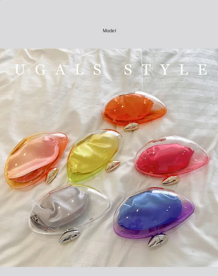 Borsa a mano a forma di conchiglia in acrilico, oro, argento, blu, da sera, da donna, carina, in metallo lucido, all'ingrosso 240907_voghion.com