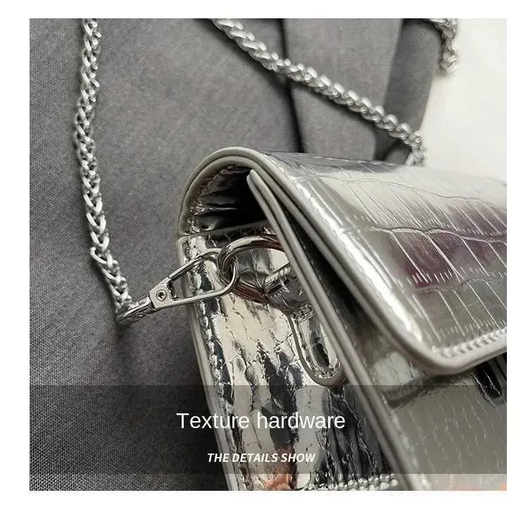 Vintage Frauen Sier Chic Umhängetasche Designer Kleine Schulter Taschen Mode Gold Mini Platz Nette Pu Leder Handtasche241216_voghion.com