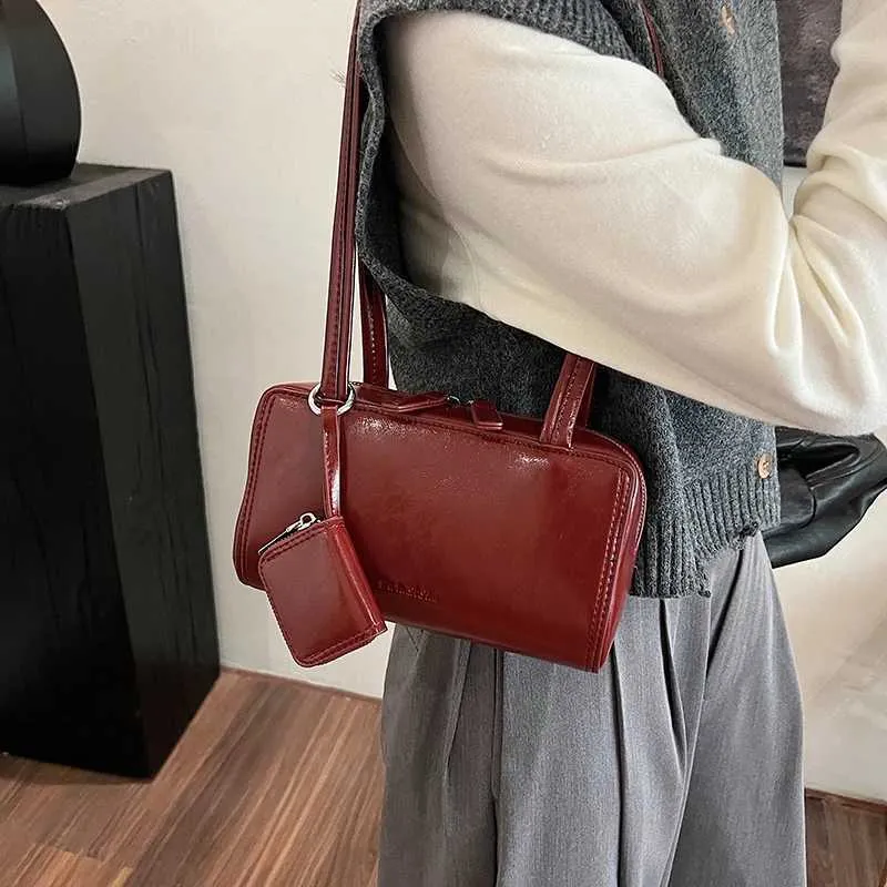 Designer Tasche LEFTSIDE 2-teilig/Set klein PU Leder quadratisch 2024 Winter Y2K neue modische Damen Tasche mit Geldbörse Handtasche_voghion.com