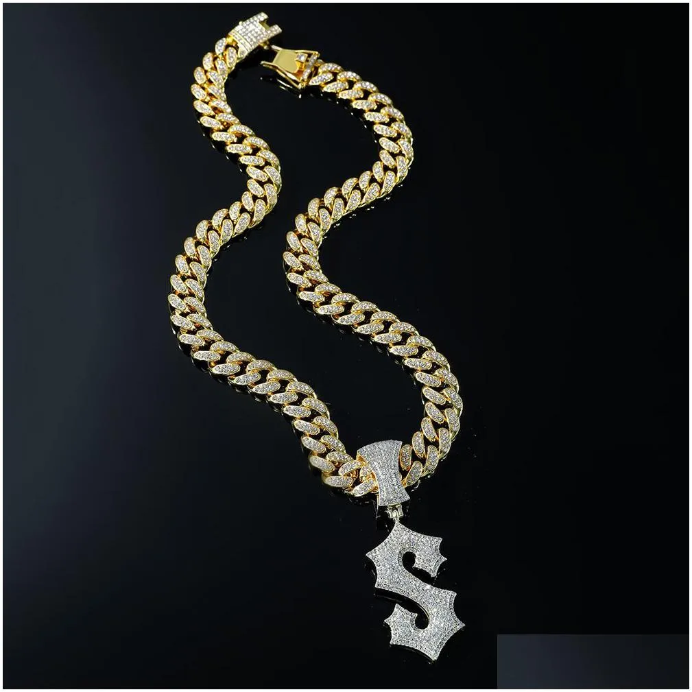 Ogrlice Hip Hop Muškarci Repper Sjajni Dijamantni Privjesak Zlatna Ogrlica S Slovo Mikro-Umetnuti Cirkon Nakit Noćni Klub_voghion.com