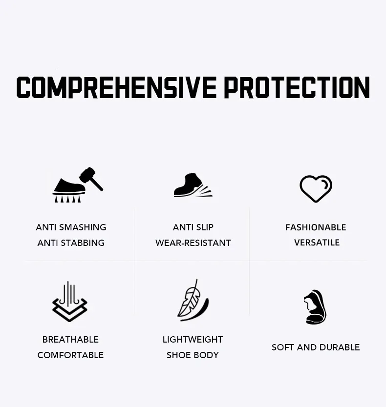Men's Safety Boots Breathable Protective Work Footwear Steel Cap_voghion.com
