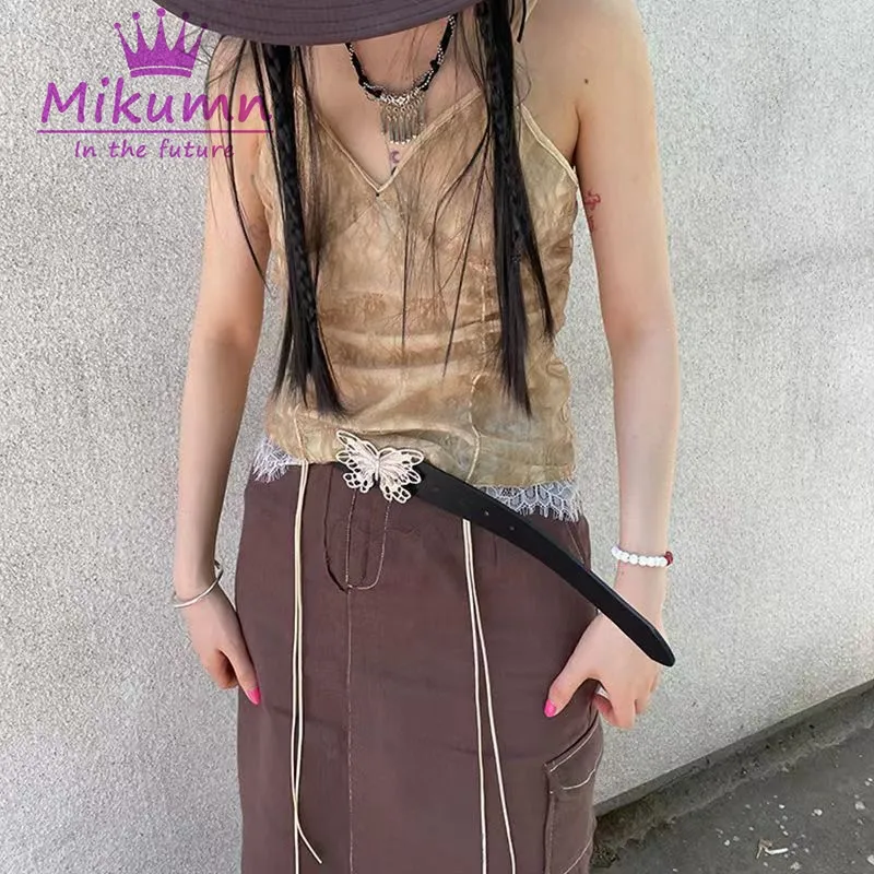 Gürtel Haruku Schmetterlingsgürtel für Frauen Mädchen Vintage 2000er Jahre Y2k Ästhetisches Zubehör Chic Streetwear_voghion.com