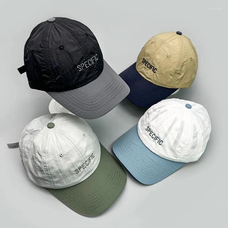 Ball Caps Japanese Quick Drying Letter Embroidery Color Block Baseball Hat Men Women Breathable Travel Sunshade_voghion.com