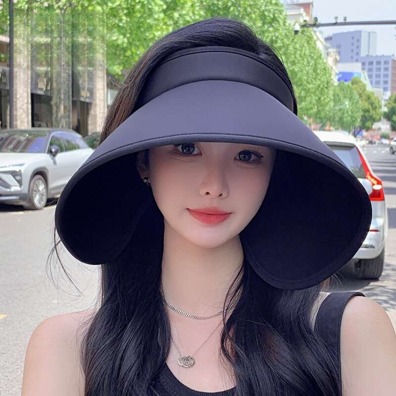 Summer Wrap Around Full Face Women's Large Brim Hollow Top Riding Hat, UV Ice Silk Sun Hat_voghion.com