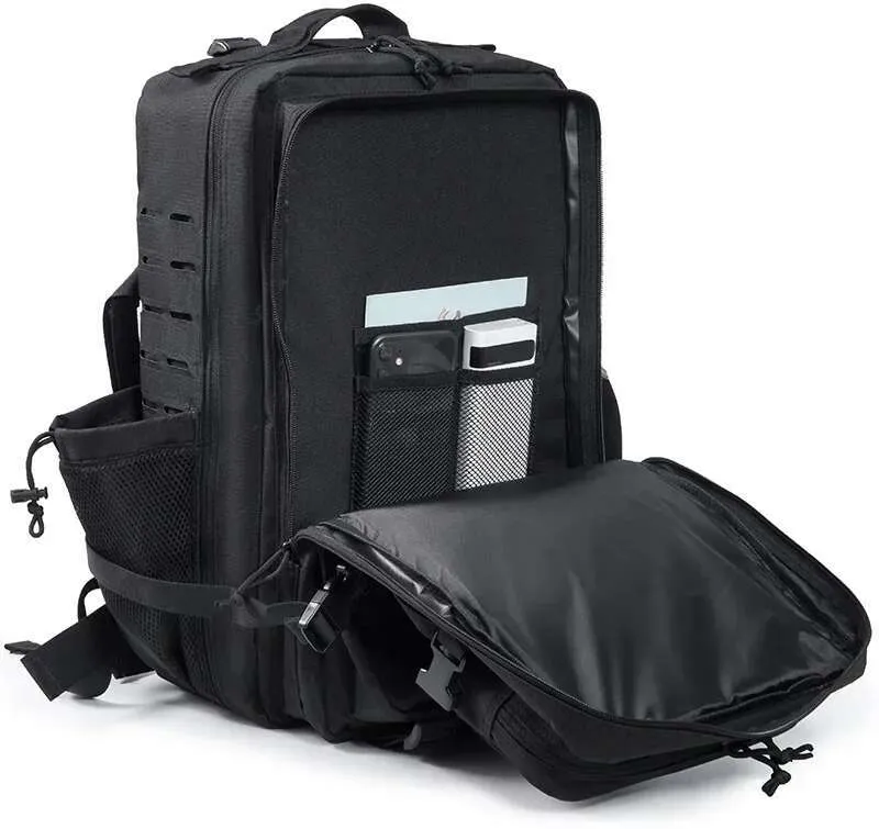 Zaino tattico da 25L/45L per donna/uomo, per sopravvivenza all'aperto, con taglio laser, Molle, per escursionismo, scuola, palestra, zaino con doppia tazza_voghion.com