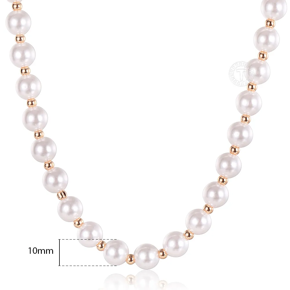 Elegante Imitationsperlenkette Mit Roségoldkette Für Damen_voghion.com