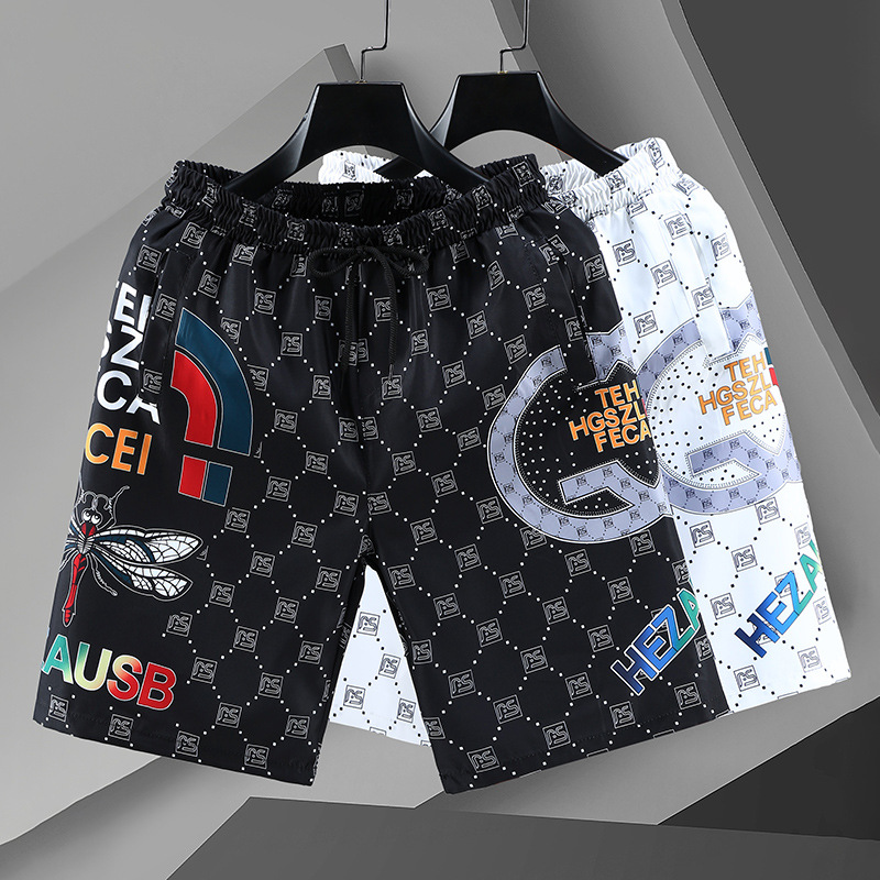 Vêtements pour hommes Couple short en soie glacée été décontracté polyvalent pantalon à cinq points sport ample pantalon de mode de plage à séchage rapide