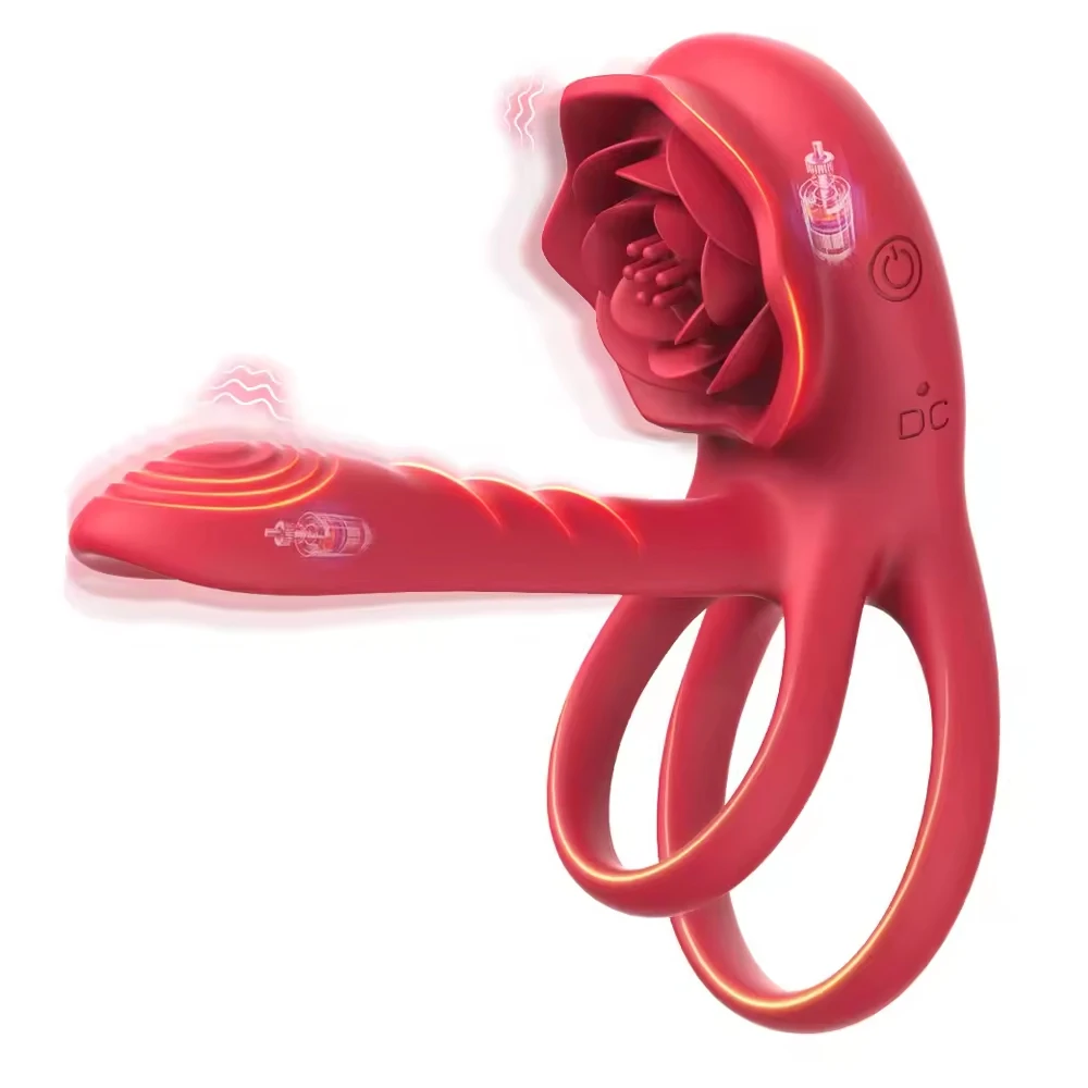 Rose Penis Ring Vibrator Silicone G-spot And Clitoral Stimulator_voghion.com