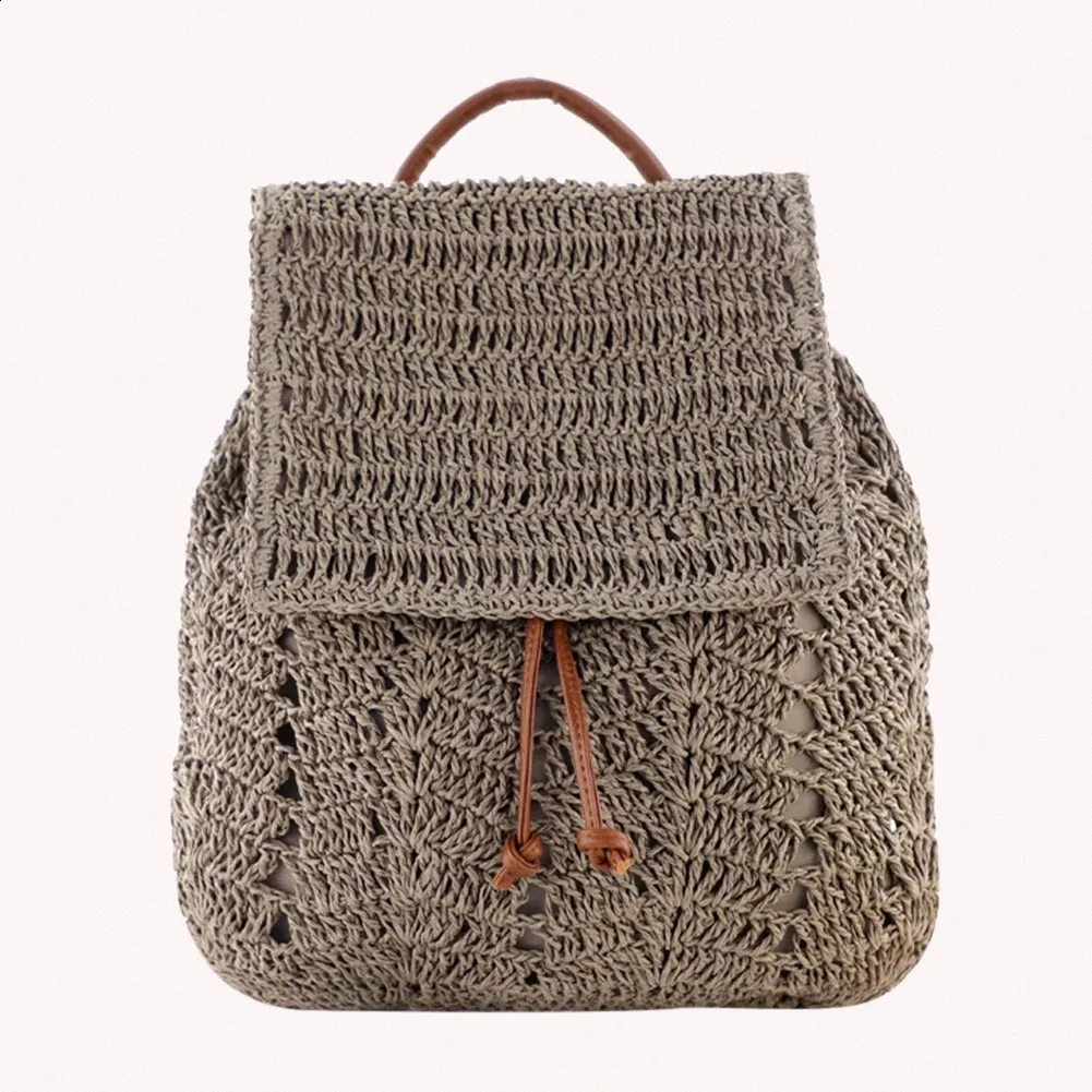 Damen Stroh Sommer Boho Bohemian Hohl Schultertasche Hobo Häkeln Reisetaschen für Frauen Gestrickter Strandrucksack 240907_voghion.com
