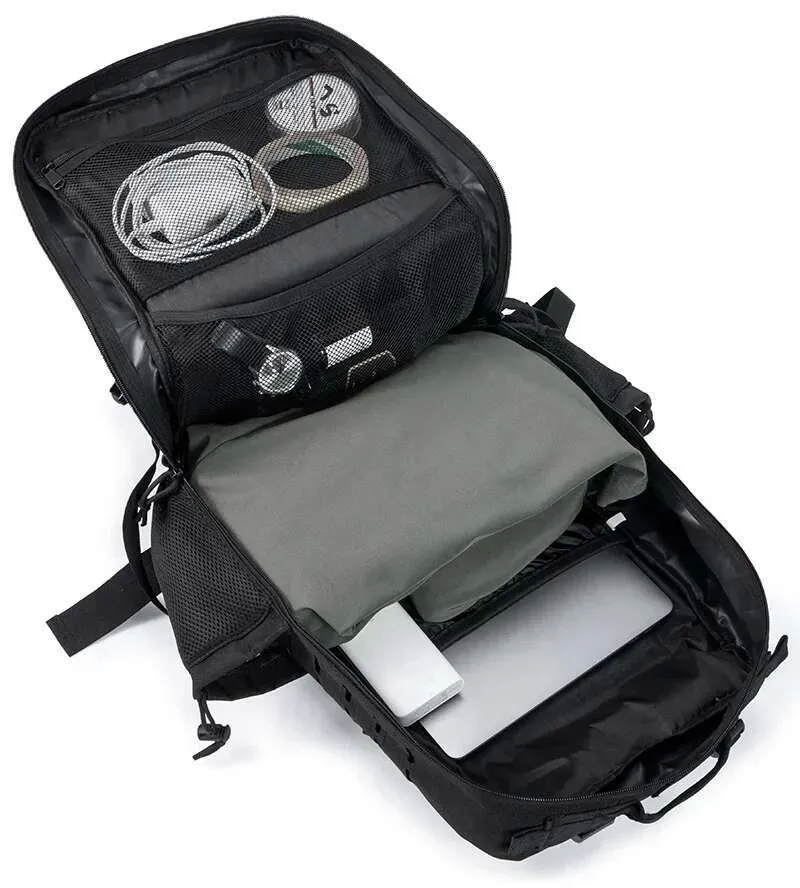 Zaino tattico da 25L/45L per donna/uomo, per sopravvivenza all'aperto, con taglio laser, Molle, per escursionismo, scuola, palestra, zaino con doppia tazza_voghion.com