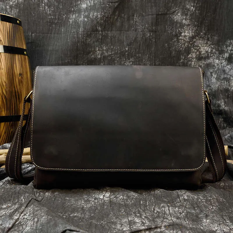 Vintage Crazy Horse Aktentaschen Laptop Büro Für Männer Abdeckung Messenger herren Leder Tasche Computer Taschen_voghion.com
