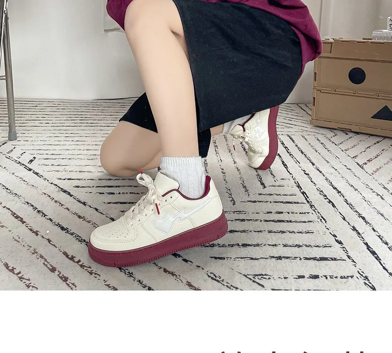 Thick Soled Low Cut Round Toe Board With Mesh Breathability Retro Casual Comfort Anti Slip Wear Resistant Sports Shoes_voghion.com