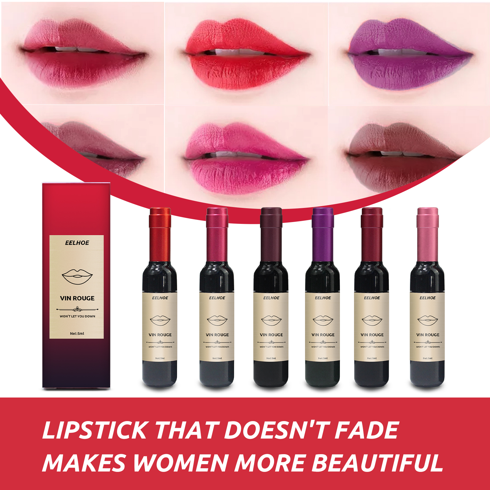 Eelhoe Red Wine Bottle Lip Tint Long Lasting Waterproof Lip Glaze_voghion.com