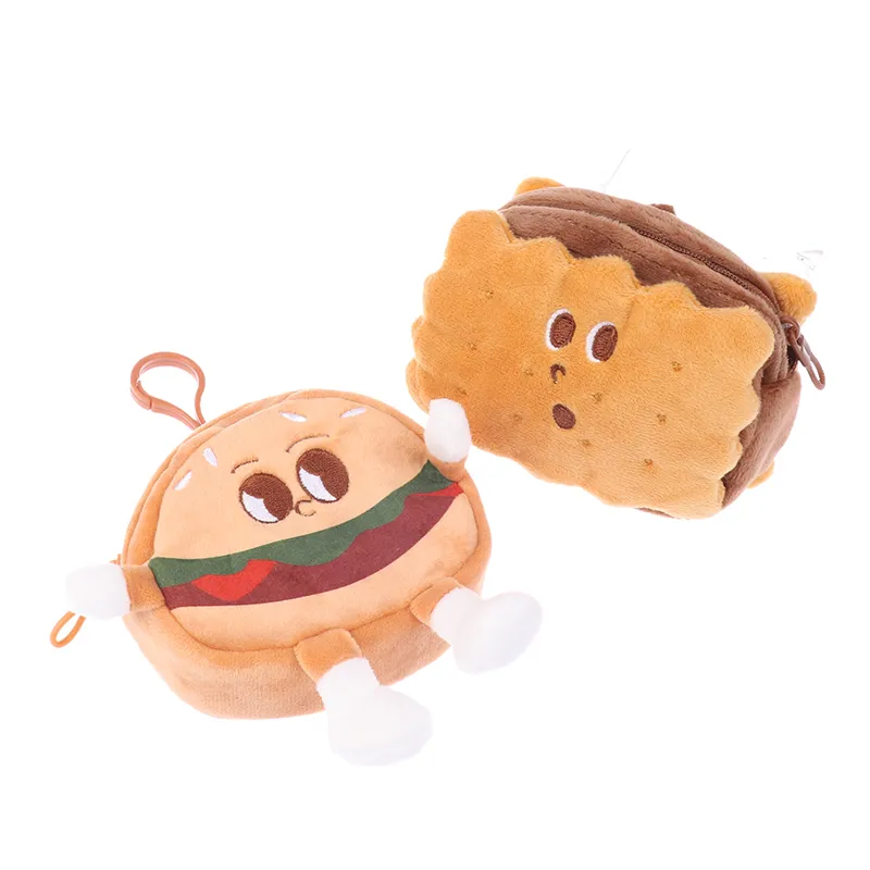 Cute Hamburger Biscuit Coin Purse Plush Cake Headphone Organizer B Keys Cards Store Bs Kids Birthday Gifts_voghion.com
